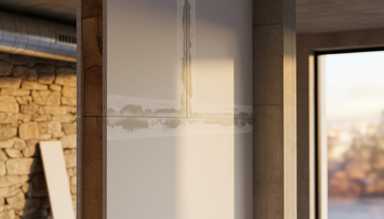 découvrez la technique du joint placo sans bord aminci pour un assemblage 'bout à bout' (travers) parfait, assurant une finition lisse et durable pour vos murs et cloisons.