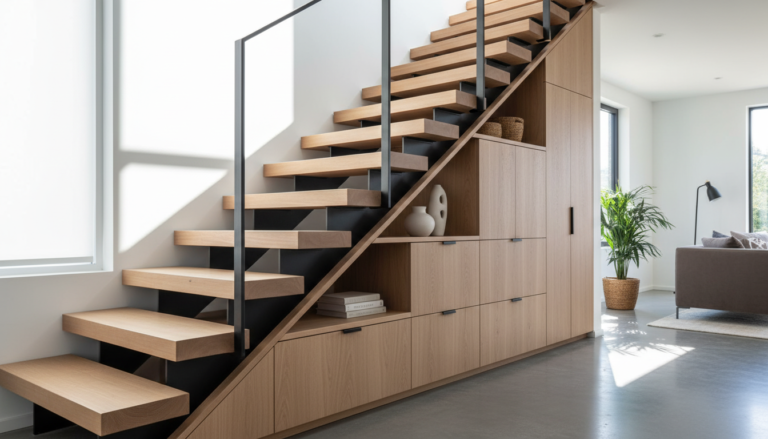 découvrez 10 idées astucieuses pour aménager et optimiser l'espace sous un escalier ouvert grâce à des rangements malins et pratiques.
