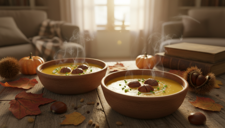 découvrez notre recette réconfortante de soupe châtaigne et potimarron, parfaite pour savourer les saveurs chaleureuses de l'automne.